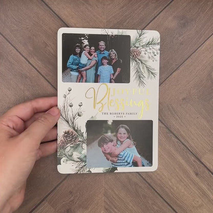 Simple Elegant Christmas Family Photo Card Personalized Multiple Photos Gold Foil Print Printed Cards Envelopes Included Free Envelope Print