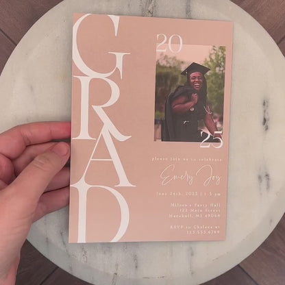 Modern Grad Neutral Photo Graduation Open House or Ceremony Invitation
