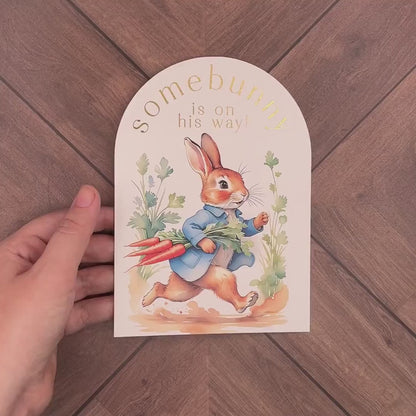 Personalized Peter Rabbit Baby Shower Invitation with Gold Foil - Gender Neutral Printed Design  Envelopes