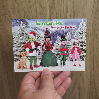 Funny Grinch Christmas Family Photo Card | Personalized Whoville Cindy Lou Holiday Card