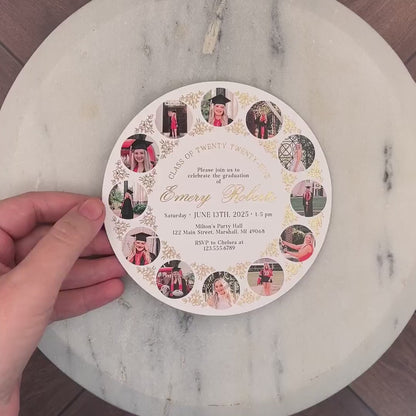 Die Cut Circle Photo Border Graduation Open House or Ceremony Invitation