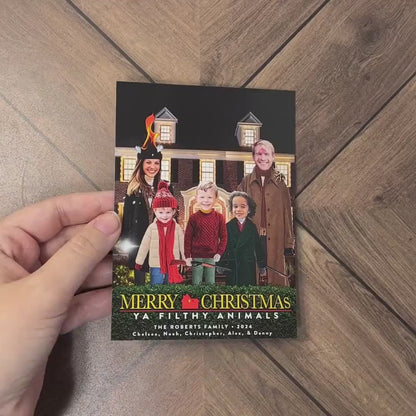 Funny Home Alone Christmas Photo Card – Personalized Family Card with Wet Bandits & Kevin – Printed with Envelopes & Custom Text