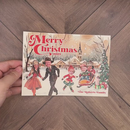 Funny Retro Family Christmas Photo Card | Personalized Vintage Classic Holiday Card